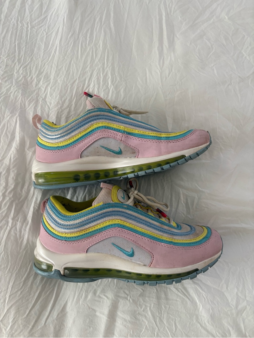 Colorful Air Bubble Sneakers - Pink/Blue/Yellow